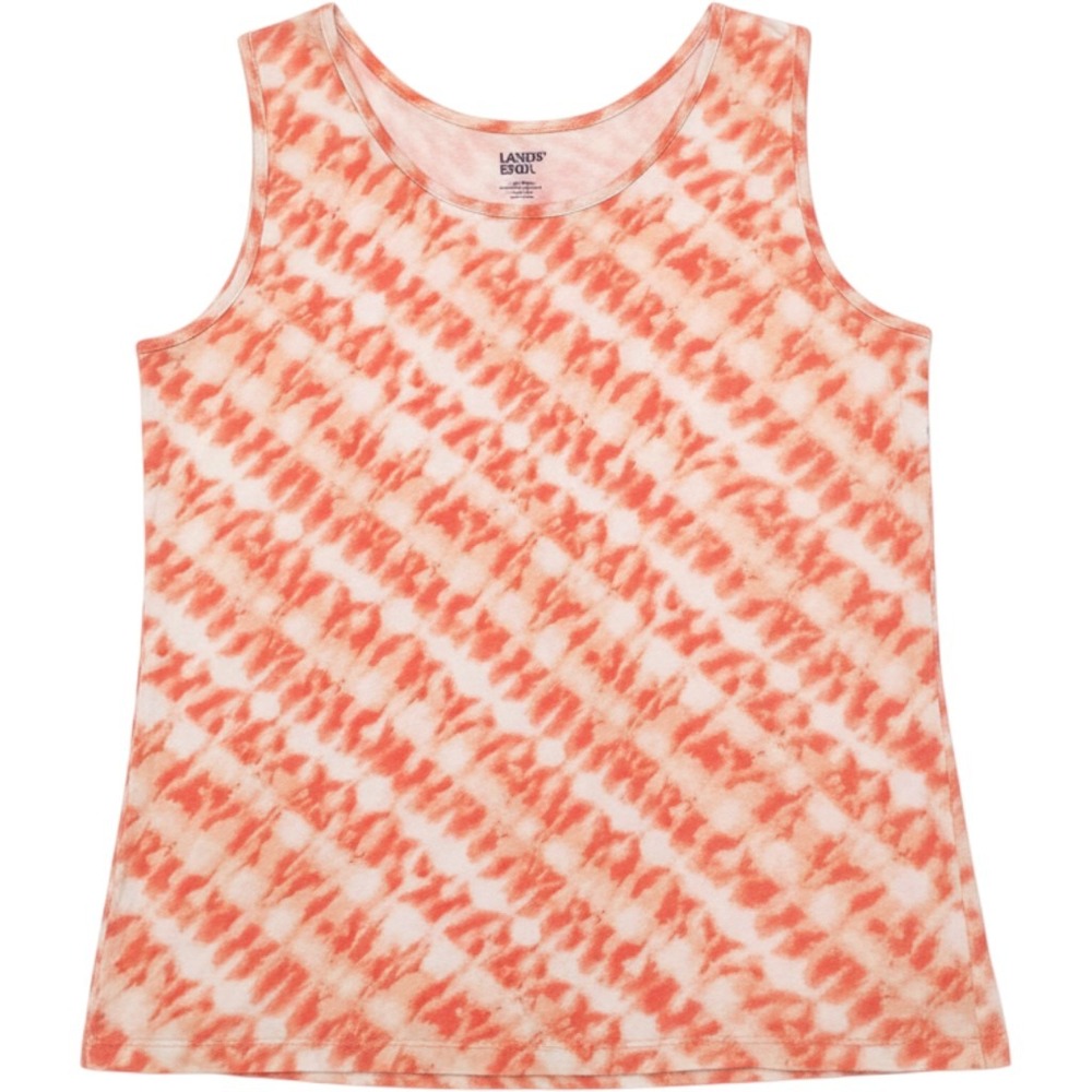 Lands' End Tank Top L Orange Tie Dye Sleeveless Cotton Boho Summer Z909